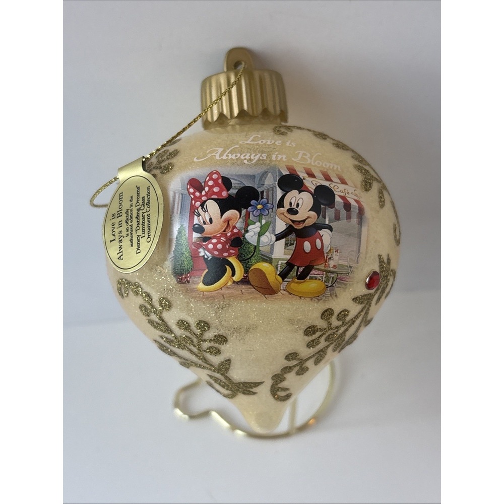 Bradford Disney DAZZLING DREAMS Glass Ornament Mickey & Minnie Replacement Works